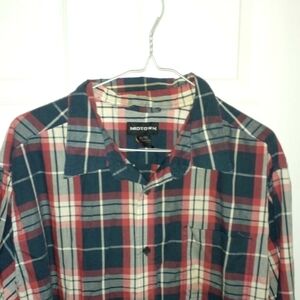 Men's Plaid Casual Button Down Shirt - Red, Green, and White